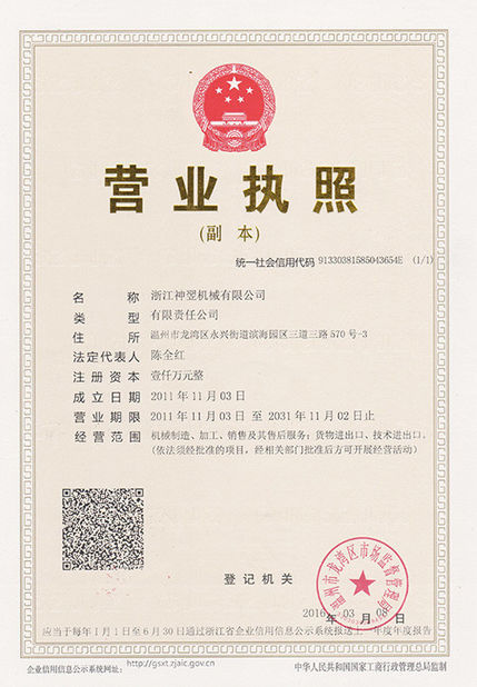 Κίνα Jiangsu Sunyi Machinery Co., Ltd. Πιστοποιήσεις